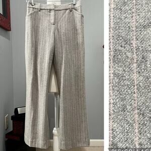NEW Body By Victoria Wool Pinstripe Career Wide Leg Trousers Gray Pink … NWOT